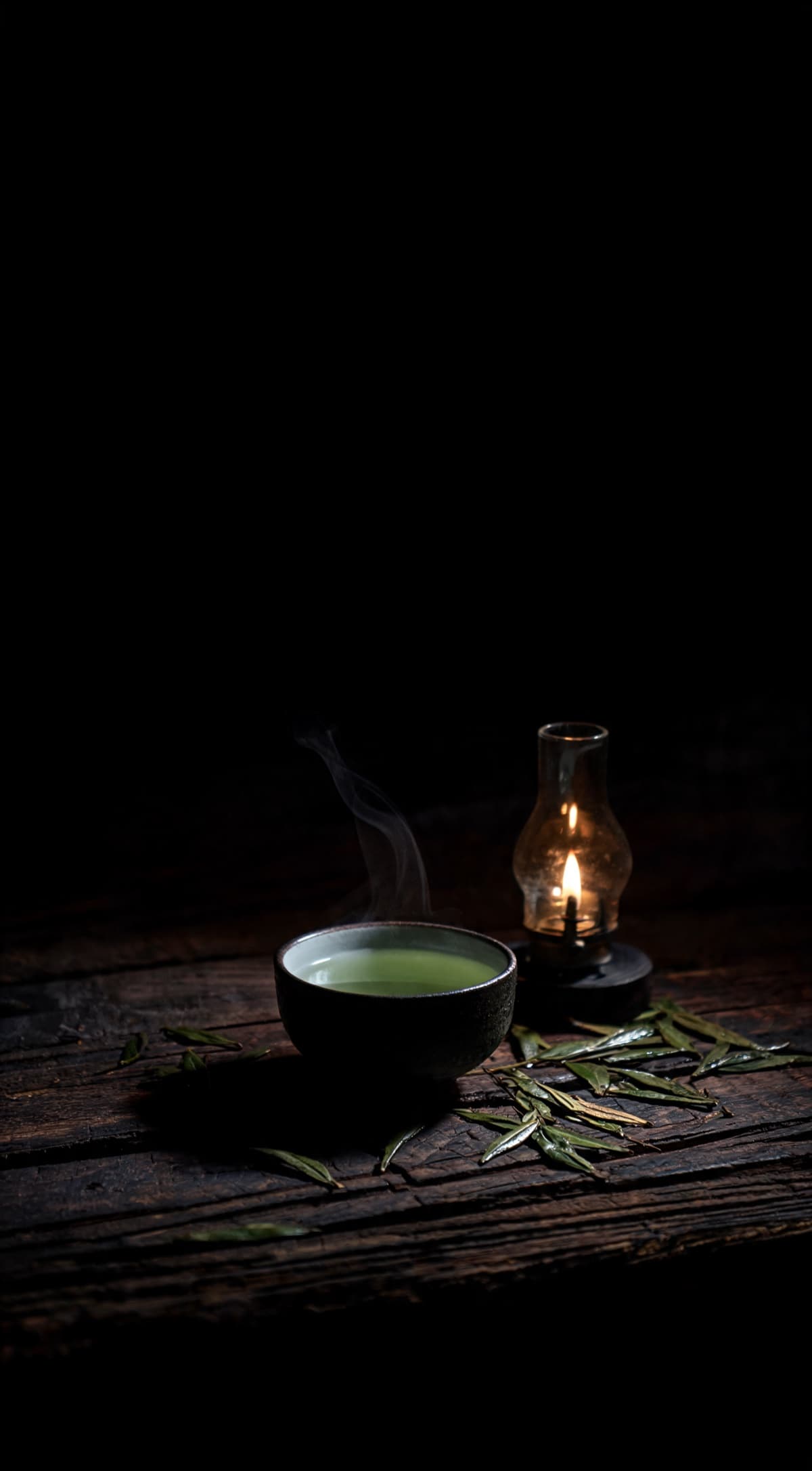Gyokuro — The shaded tea, lit by a single flame in a dark kitchen